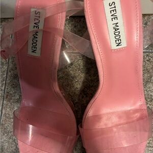 Steve Madden Pink Heeled Sandals with Clear Straps